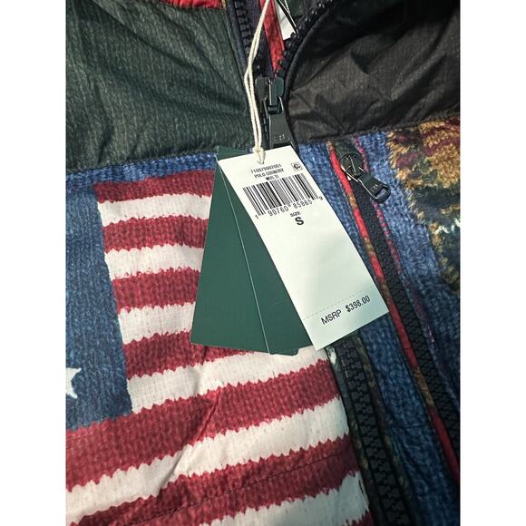 SMALL Ralph Lauren Polo Country Jacket Mens Multi Hooded Puffer Patchwork Flag - Picture 8 of 8